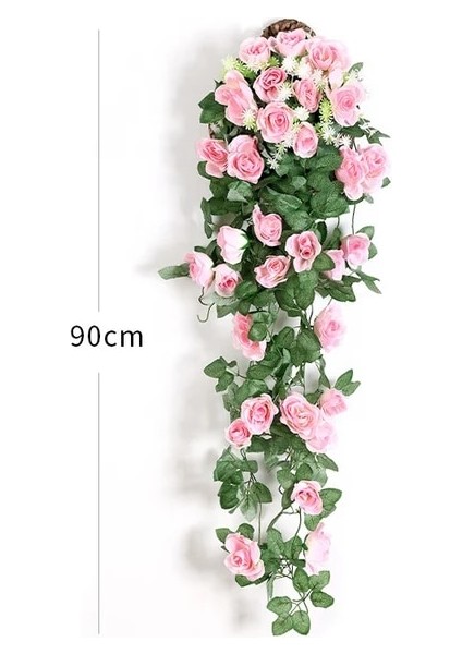 Pembe Ipek Sahte Çiçek Yapay Çiçekler Gül Asma Asılı Sepet Oturma Odası Balkon Ev Dekorasyon (Yurt Dışından)