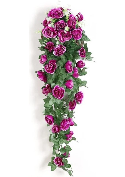 Pembe Ipek Sahte Çiçek Yapay Çiçekler Gül Asma Asılı Sepet Oturma Odası Balkon Ev Dekorasyon (Yurt Dışından)