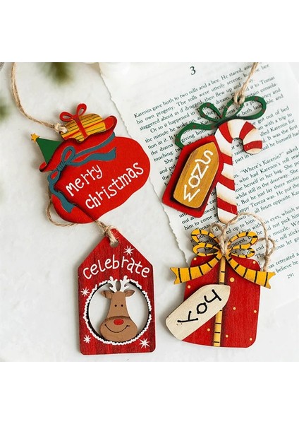 446-BARIŞ Noel Ahşap Kolye Sevimli Noel Ağacı Askı Süsleri Dıy Ahşap El Sanatları Ev Noel Partisi Yeni Yıl 2022 Süslemeleri Için (Yurt Dışından) modelleri