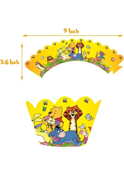 Kek TOPPER-12PCS Winnie The Pooh Karikatür Tema Parti Malzemeleri Tek Kullanımlık Sofra Kağıt Saman Tabaklar Oyuncaklar Doğum Günü Şekeri Bebek Duş Süslemeleri (Yurt Dışından)
