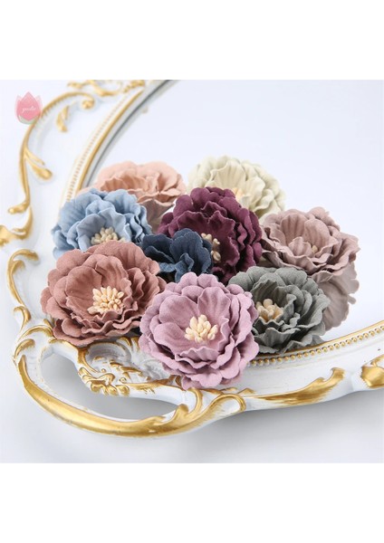 Mavi 5 Adet 5/20 Adet 4 cm Yapay Çiçekler Kafa Ipek Sahte Çiçekler Diy Ev Oturma Odası Düğün Dekorasyon Noel Çelenk Yeni Yıl Dekor (Yurt Dışından)