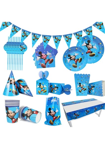 Balon 1 Adet Karikatür Disney Mickey Mouse Tema Çocuklar Iyilik Doğum Günü Paketi Olay Parti Bardakları Tabaklar Bebek Duş Tek Kullanımlık Sofra Malzemeleri (Yurt Dışından)