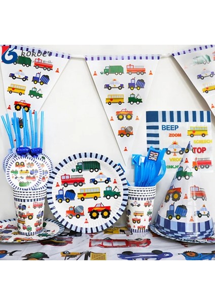 Fincan 10 Adet Inşaat Kamyonları Mühendislik Arabaları Parti Tek Kullanımlık Sofra Seti Plaka Hasır Şapka Doğum Günü Partisi Süslemeleri Çocuklar Kek Dekor (Yurt Dışından) fiyatları