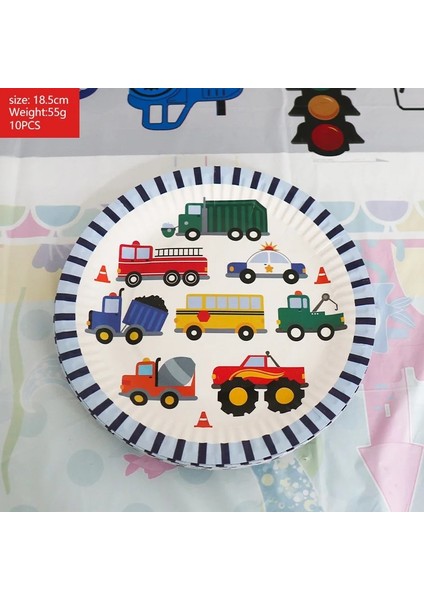 Fincan 10 Adet Inşaat Kamyonları Mühendislik Arabaları Parti Tek Kullanımlık Sofra Seti Plaka Hasır Şapka Doğum Günü Partisi Süslemeleri Çocuklar Kek Dekor (Yurt Dışından) fırsatları