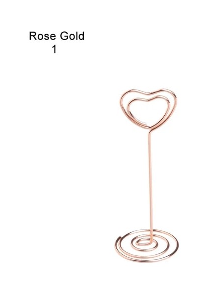 Style1 Gül Altın 1 Adet 1 Pc Romantik Kalp Fotoğraf Klip Metal Yer Kart Tutucu Serin Düğün Parti Masaüstü Dekorasyon Masa Numarası Standı Parti Malzemeleri (Yurt Dışından)