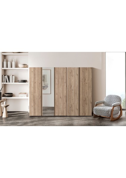 Monna 5 Kapılı Gardrop - Meşe