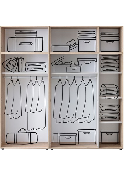 Monna 5 Kapılı Gardrop - Meşe modelleri