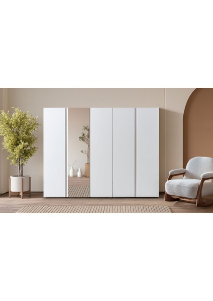 Monna 5 Kapılı Gardrop - Krem
