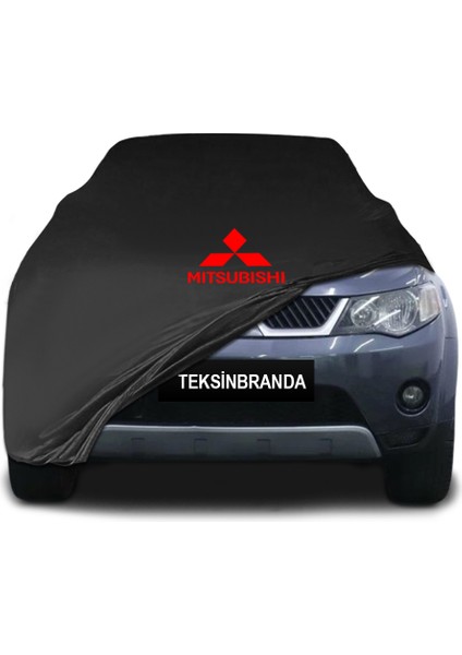 Mitsubishi Outlander 2 (2005 - 2012) Siyah Kumaş Araba Branda Logolu Kumaş Araba Brandası Penye Oto Branda