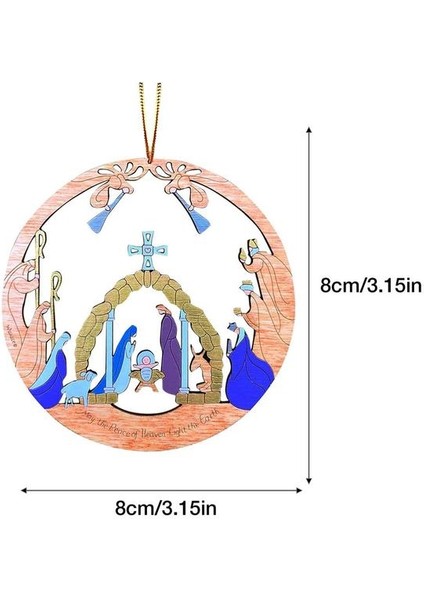 Ahşap Kolye Doğum Sahnesi Ağaç Süsleri Yenilik Ağacı Kolye Tatil Evi Pencere Dekorasyonu Için Isa'nın Doğuşu Noel Hıristiyan Süsleme (Yurt Dışından)