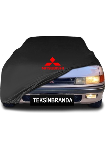 Mitsubishi Lancer 4 Sedan Siyah Kumaş Araba Branda Logolu Kumaş Araba Brandası Penye Oto Branda