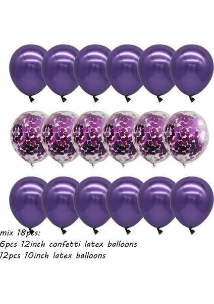 Mix 18 Adet Y 18 Adet/takım Metalik Altın Gümüş Beyaz Balon Brial Doğum Günü Konfeti Topları Hava Helyum Balon Ramazan Ev Şenlikli Parti Malzemeleri (Yurt Dışından)