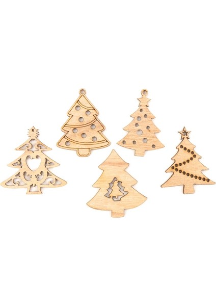 Stil 1 Mix Ahşap Noel Ağacı Desen Asılı Süsleme Charm Scrapbooking El Yapımı Aksesuar Ev Dekorasyon Dıy 44MM 10 Adet (Yurt Dışından)
