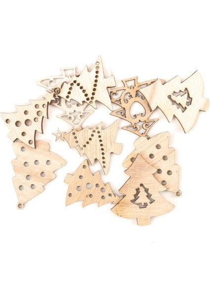 Stil 1 Mix Ahşap Noel Ağacı Desen Asılı Süsleme Charm Scrapbooking El Yapımı Aksesuar Ev Dekorasyon Dıy 44MM 10 Adet (Yurt Dışından)