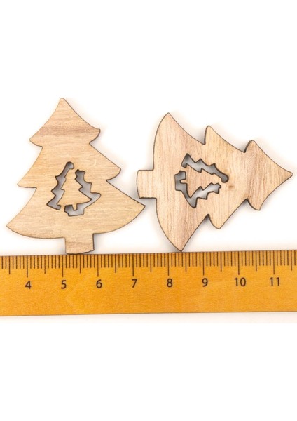 Stil 1 Mix Ahşap Noel Ağacı Desen Asılı Süsleme Charm Scrapbooking El Yapımı Aksesuar Ev Dekorasyon Dıy 44MM 10 Adet (Yurt Dışından)