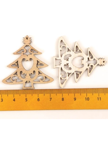 Stil 1 Mix Ahşap Noel Ağacı Desen Asılı Süsleme Charm Scrapbooking El Yapımı Aksesuar Ev Dekorasyon Dıy 44MM 10 Adet (Yurt Dışından)