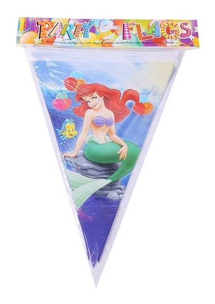 Banner Küçük Denizkızı Prenses Ariel Sofra Parti Malzemeleri Kız Doğum Günü Partisi Süslemeleri Balon Kağıt Tabak Bardak Masa Örtüsü (Yurt Dışından)