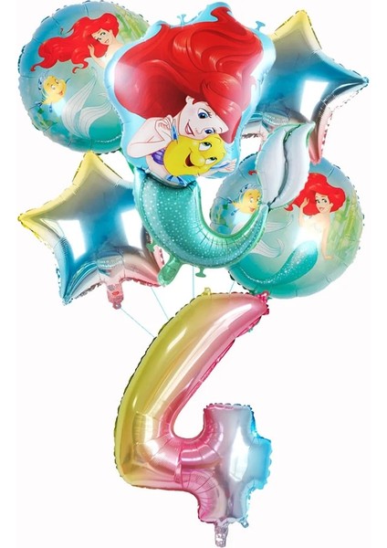 Banner Küçük Denizkızı Prenses Ariel Sofra Parti Malzemeleri Kız Doğum Günü Partisi Süslemeleri Balon Kağıt Tabak Bardak Masa Örtüsü (Yurt Dışından)