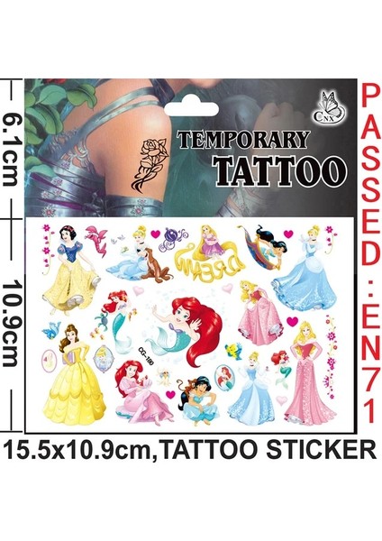 1 Adet Disney Prenses Dövme Çıkartmalar Denizkızı Kar Beyaz Aurora Prenses Karikatür Çıkartmalar Kız Doğum Günü Partisi Bebek Duş Malzemeleri (Yurt Dışından)