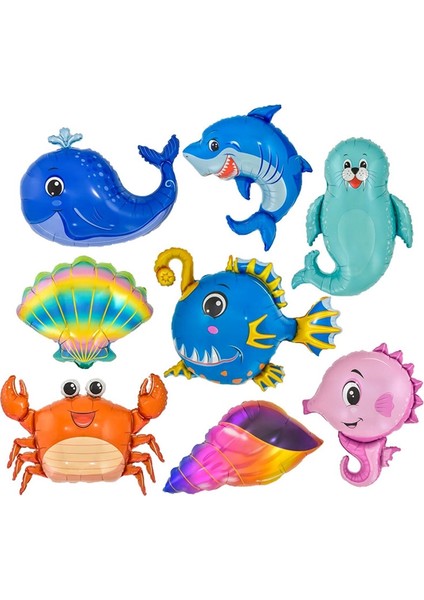 Seahorseb 1 Adet Deniz Tema Folyo Balonlar Balık Büyük Köpekbalığı/balina/yengeç/ahtapot Okyanus Dünya Deniz Parti Çocuk Doğum Günü Dekor Bebek Duş Malzemeleri (Yurt Dışından)