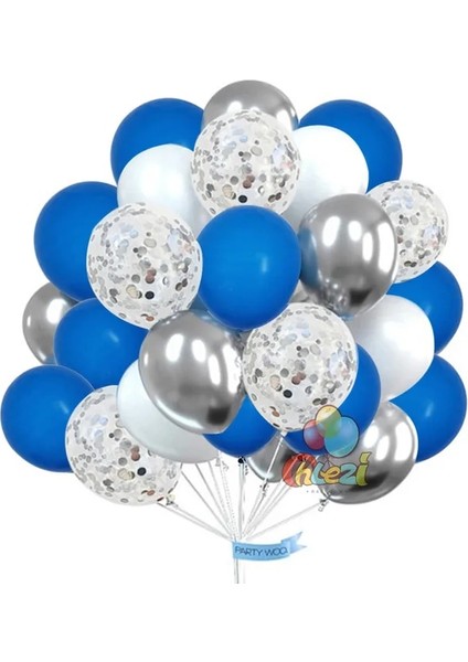 Set 3 25 Adet Konfeti Metalik Chorme Balonlar Acıbadem Kurabiyesi Lateks Balon Yıldönümü Düğün Doğum Günü Partisi Dekorları Yetişkin Bebek Duş Globos (Yurt Dışından)