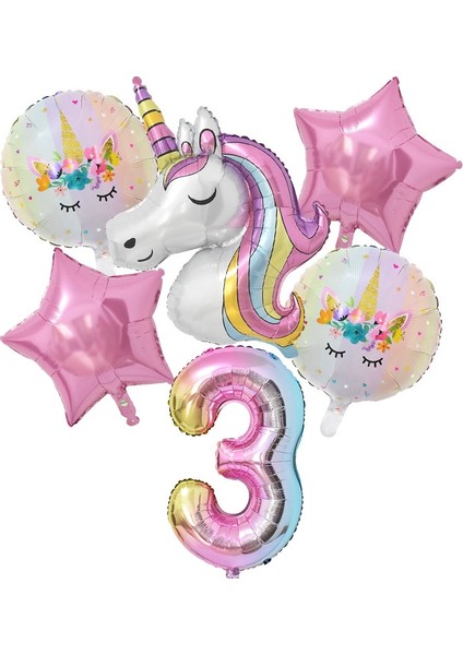 1 Takım Kafa Bandı Kanat 1 Takım Gökkuşağı Unicorn Balon 32 Inç Numarası Folyo Balonlar 1. Çocuklar Unicorn Tema Doğum Günü Partisi Süslemeleri Bebek Duş Globos (Yurt Dışından)