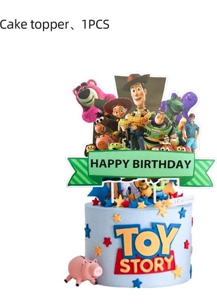Büyük Caketopper 1 Adet Oyuncak Hikayesi Tema Doğum Günü Partisi Balon Buzz Lightyear ve Woody Tek Kullanımlık Sofra Çocuk Parti Banner Dekor Peçete Bardak Malzemeleri (Yurt Dışından)