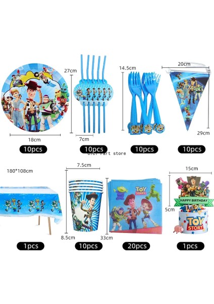 Büyük Caketopper 1 Adet Oyuncak Hikayesi Tema Doğum Günü Partisi Balon Buzz Lightyear ve Woody Tek Kullanımlık Sofra Çocuk Parti Banner Dekor Peçete Bardak Malzemeleri (Yurt Dışından)