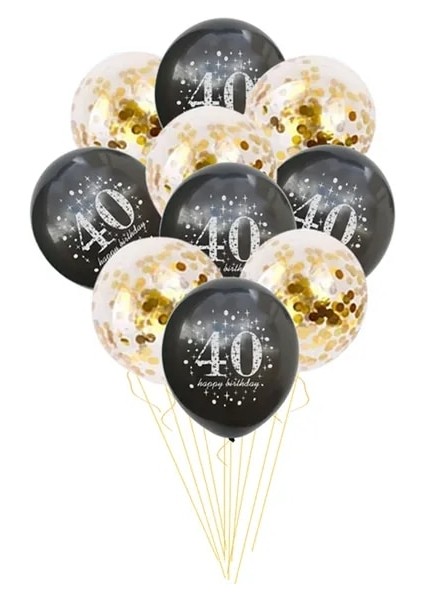 10 Adet Siyah 40 Takım Siyah Altın 30 40 50 60 Yıl Doğum Günü Partisi Konfeti Balonu 30. 50. Doğum Günü Partisi Süslemeleri Yetişkin Parti Balon Hava Globos (Yurt Dışından)