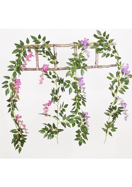 G05-2PCS-LEAFES Wisteria Yapay Çiçek Asma Sarmaşık Yaprağı Çelenk Ipek Gül Çiçek Rattan Dize Asma Düğün Kemer Çiçek Ev Bahçe Dekorasyonu (Yurt Dışından)