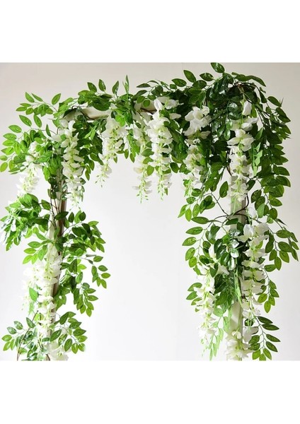 G05-2PCS-LEAFES Wisteria Yapay Çiçek Asma Sarmaşık Yaprağı Çelenk Ipek Gül Çiçek Rattan Dize Asma Düğün Kemer Çiçek Ev Bahçe Dekorasyonu (Yurt Dışından)