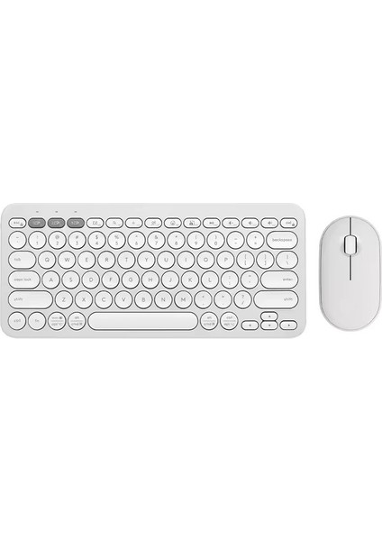 Çift Cihaz Bağlantı Özellikli Klavye ve Mouse Set 2.4g+Bt Beyaz KM902