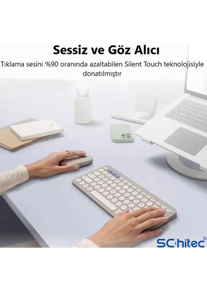 Çift Cihaz Bağlantı Özellikli Klavye ve Mouse Set 2.4g+Bt Beyaz KM902 fiyatları