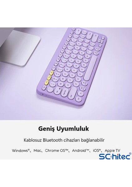 Çift Cihaz Bağlantı Özellikli Klavye ve Mouse Set 2.4g+Bt Beyaz KM902 modelleri
