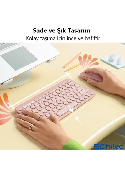 Çift Cihaz Bağlantı Özellikli Klavye ve Mouse Set 2.4g+Bt Beyaz KM902 fırsatları
