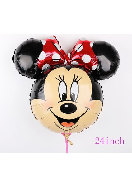 SP010B02 1 Adet Minnie Mickey Mouse Kafa Balon Helyum Globos 24 Inç Disney Mickey Folyo Balonlar Bebek Duş Doğum Günü Partisi Süslemeleri (Yurt Dışından)