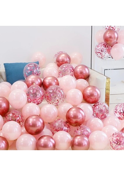 Set 28 18 Adet 10 Inç Pembe Altın Gümüş Krom Lateks Balon Düğün Doğum Günü Navidad Parti Süslemeleri Helyum Konfeti Globos Bebek Duş (Yurt Dışından)