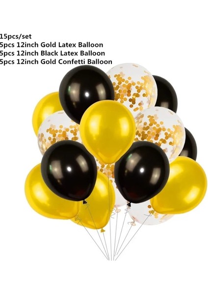 15 Adet Set1 Siyah Altın Mutlu Doğum Günü Banner Balonlar Helyum Numarası Folyo Balon Erkek Bebek Çocuklar Için Yetişkin 18 30 Doğum Günü Partisi Süslemeleri (Yurt Dışından)
