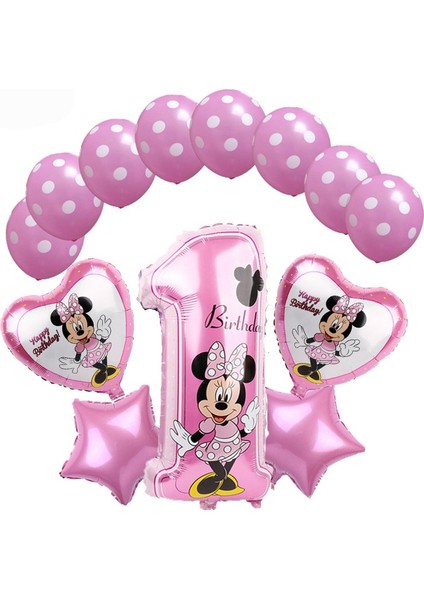 Balon-1 Adet Disney Minnie Mouse 1st Doğum Günü Dekor Bebek Kız Iyilik Parti Dekoru Bebek Kız Için Diy Doğum Günü Balon Dekor Bebek Duş Hediyeleri (Yurt Dışından) fiyatları