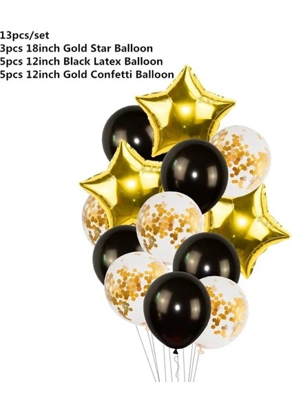 13 Adet Set1 Siyah Altın Mutlu Doğum Günü Banner Balonlar Helyum Numarası Folyo Balon Erkek Bebek Çocuklar Için Yetişkin 18 30 Doğum Günü Partisi Süslemeleri (Yurt Dışından)