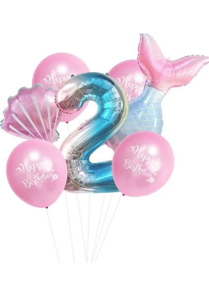 Pembe Numarası 2 Denizkızı Balonlar Parti Dekor Denizkızı Olay Bebek Duş Doğum Günü Partisi Deniz Altında Kız Ilk Doğum Günü Partisi Kaynağı (Yurt Dışından)