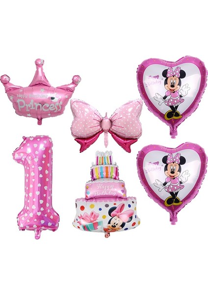 2-6 Adet Disney Minnie Mouse Doğum Günü Dekor Bebek Kız Iyilik Parti Dekor Diy Doğum Günü Numarası Balon Kombinasyonu Bebek Duş Hediyeler Kız Için (Yurt Dışından)