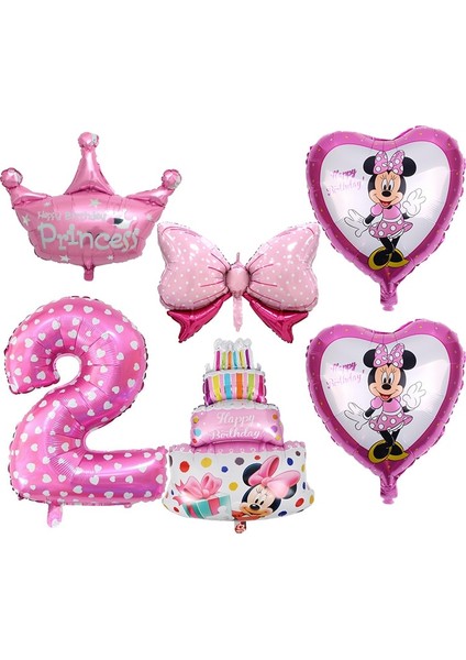 2-6 Adet Disney Minnie Mouse Doğum Günü Dekor Bebek Kız Iyilik Parti Dekor Diy Doğum Günü Numarası Balon Kombinasyonu Bebek Duş Hediyeler Kız Için (Yurt Dışından)