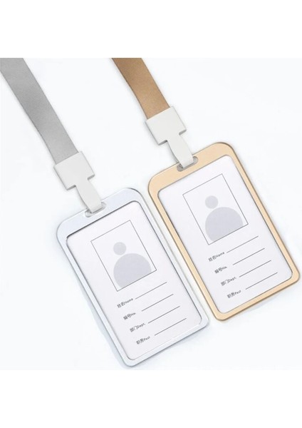 Yatay Altın Yatay ve Dikey Kaliteli Metal Yaka Kartı Kart Tutucu Okul Çalışması Çalışan Adı Geçiş Kartı Etiketi Kılıfı (Yurt Dışından) fırsatları