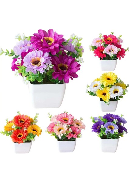 Sarı Yapay Kasımpatı Çiçeği Saksı Bitki Gerçekçi Gypsophila Ahşap Saksı Bonsai Ev Bahçe Süsleri Dekorasyon (Yurt Dışından) fiyatları