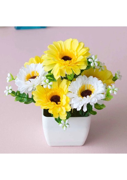 Sarı Yapay Kasımpatı Çiçeği Saksı Bitki Gerçekçi Gypsophila Ahşap Saksı Bonsai Ev Bahçe Süsleri Dekorasyon (Yurt Dışından) fırsatları