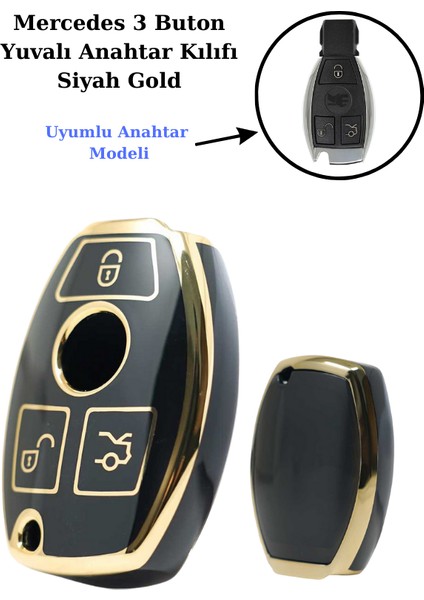 Mercedes C W203 Anahtar Kumanda Kılıfı Siyah Gold