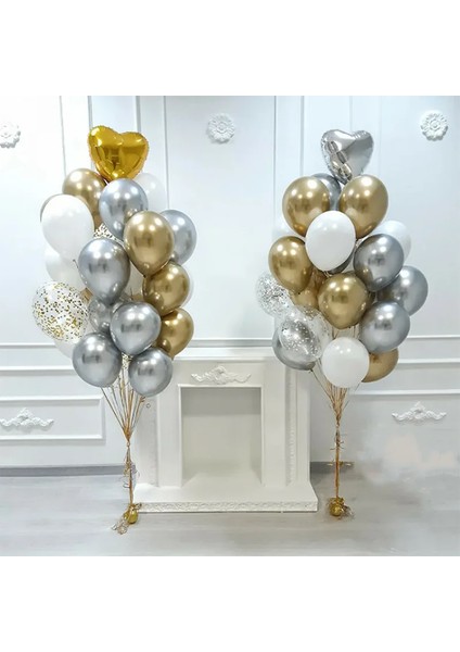 Mix 18 Adet S 18 Adet/takım Metalik Altın Gümüş Beyaz Balon Brial Doğum Günü Konfeti Topları Hava Helyum Balon Ramazan Ev Şenlikli Parti Malzemeleri (Yurt Dışından) fırsatları