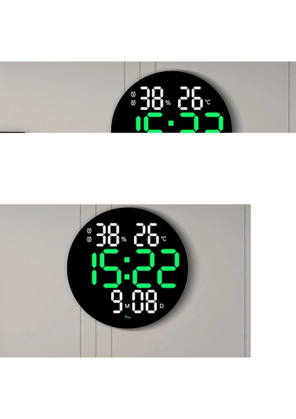 Dijital Modern 12INÇ LED Duvar Dijital Saat Sıcaklık Nem Alarm Kumandalı fırsatları