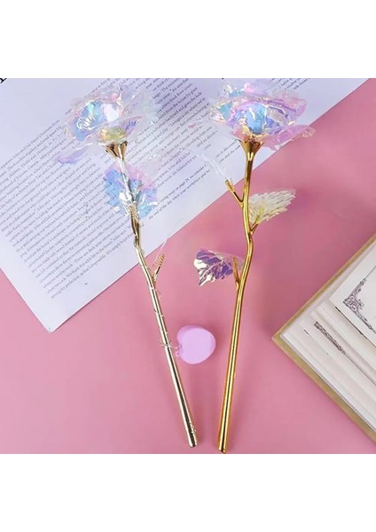 Işıksız Simülasyon Gül Çiçek Ölümsüz Sevgililer Buketi Altın Folyo Yıldönümü Festivali Ev Için Aydınlık LED Çiçek (Yurt Dışından) modelleri